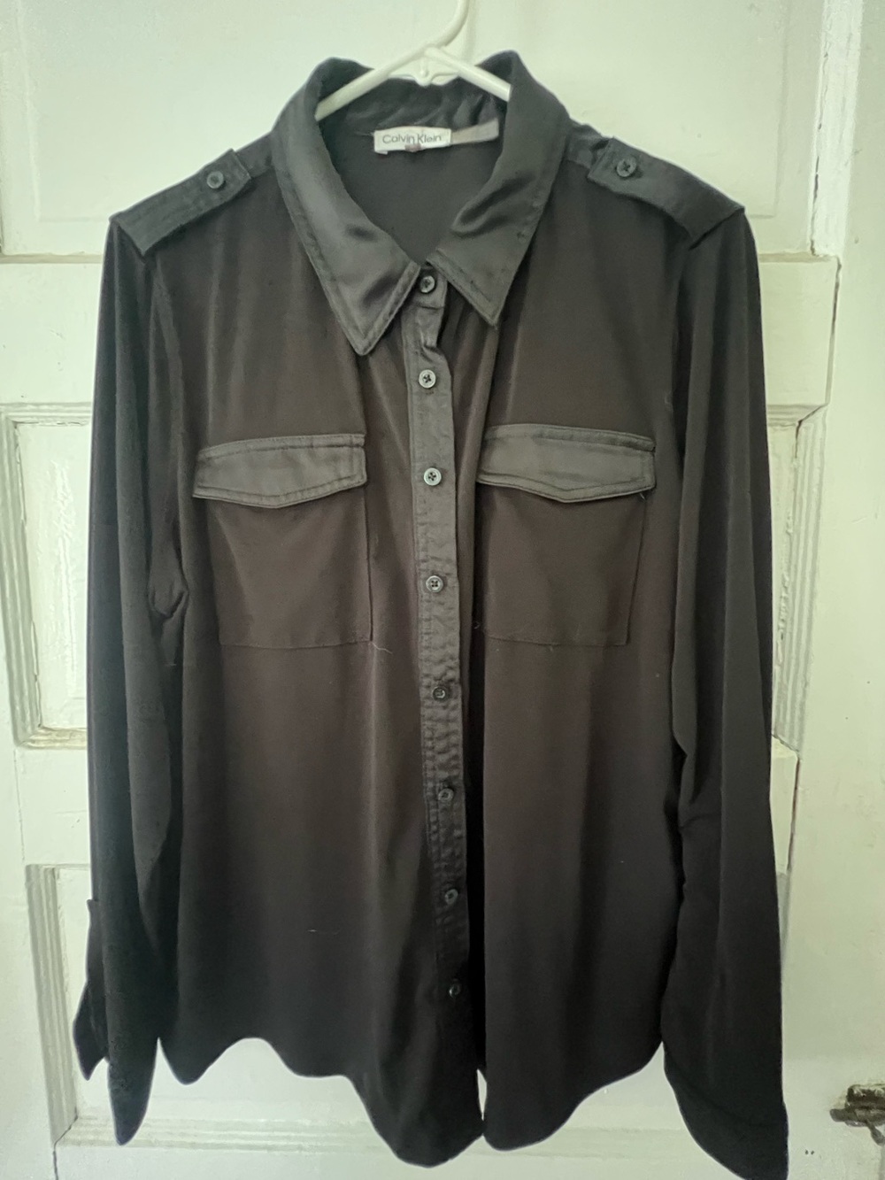 Calvin Klein Women’s Black Button-Front Utility Shirt